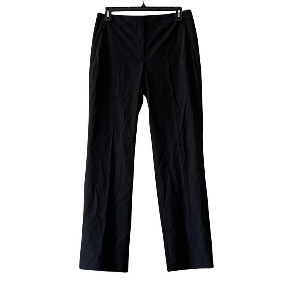 NWT Elie Tahari Stretch Wool Straight Leg Trouser Pants in Black Sz. 14